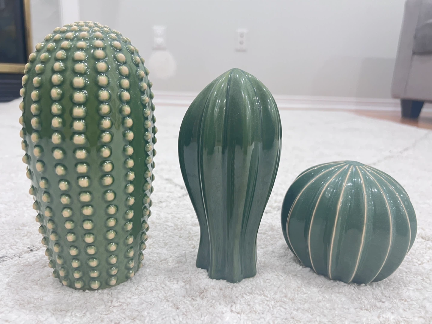 Set of 3 Ceramic Cactus Figurines