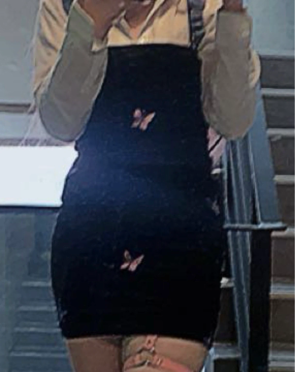 Black velvet dress with butterflies - photo 2