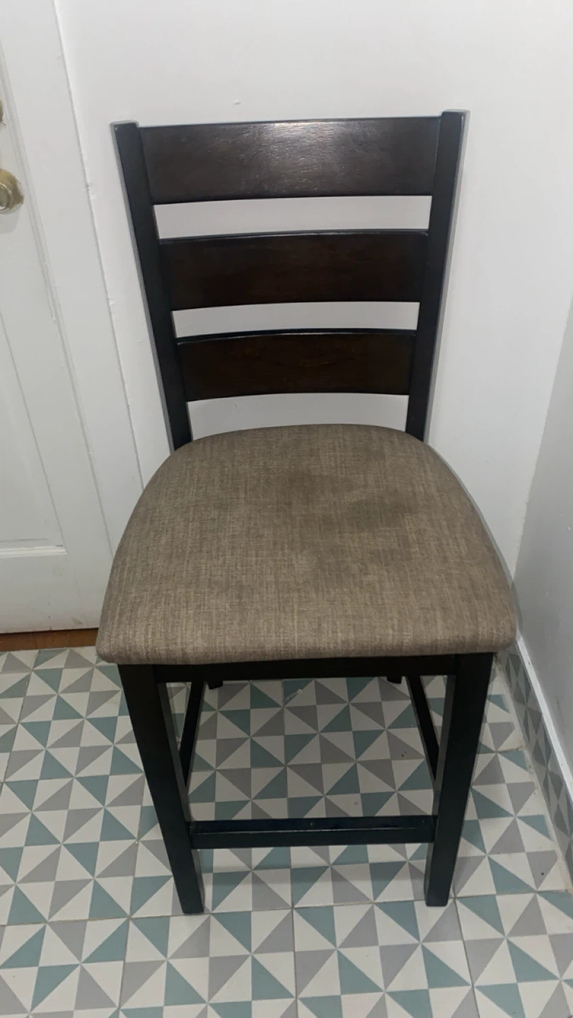 Dark Wood Counter Stool with Upholstered Seat - photo 2