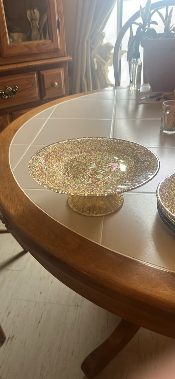 Akcam iridescent glass cake stand and bowls - photo 4