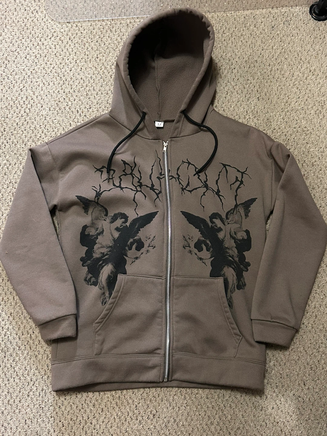 Brown Zip-Up Hoodie Size M
