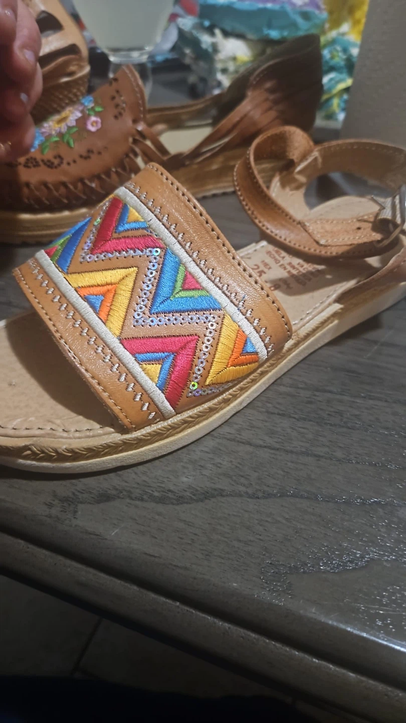 Women's Embroidered Leather Sandals - photo 4