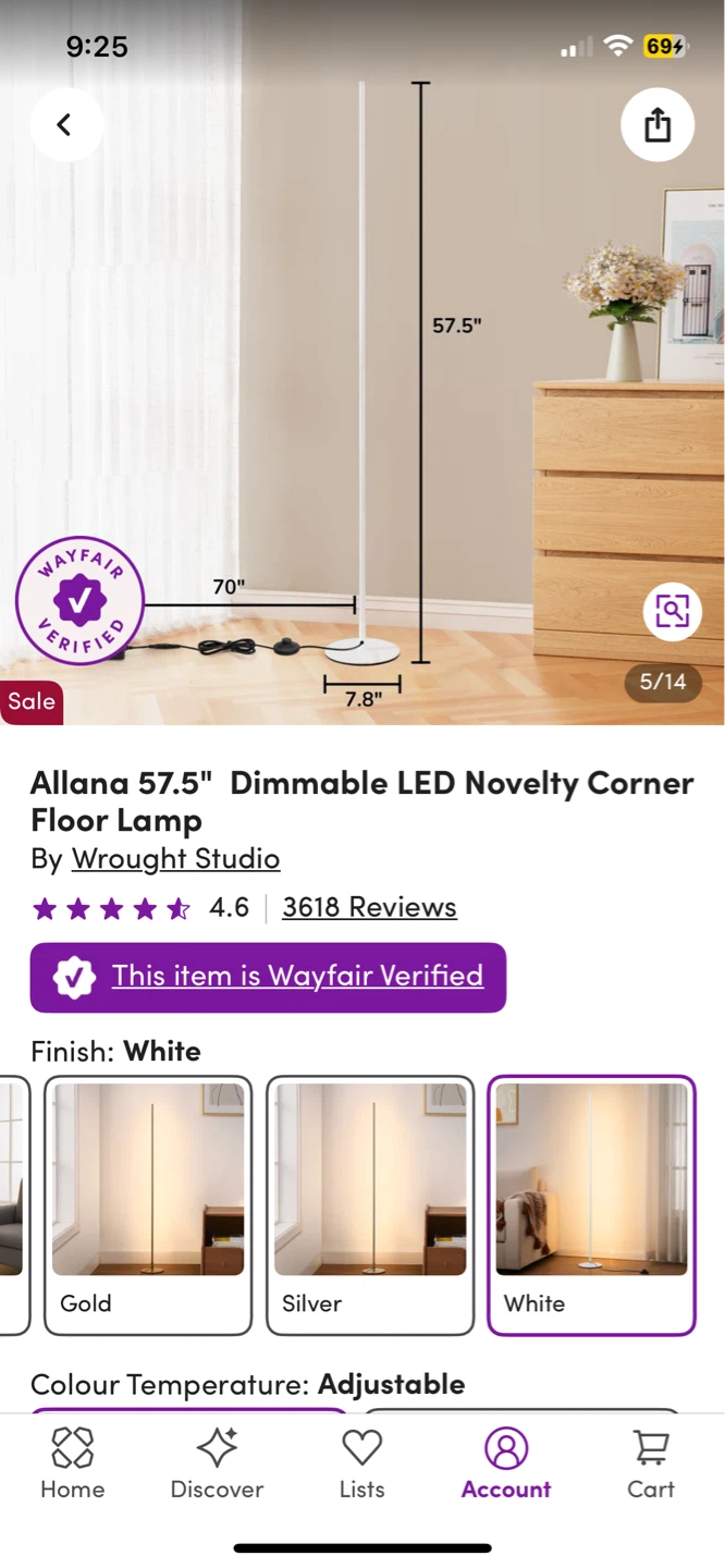 57.5" LED Corner Floor Lamp - photo 3