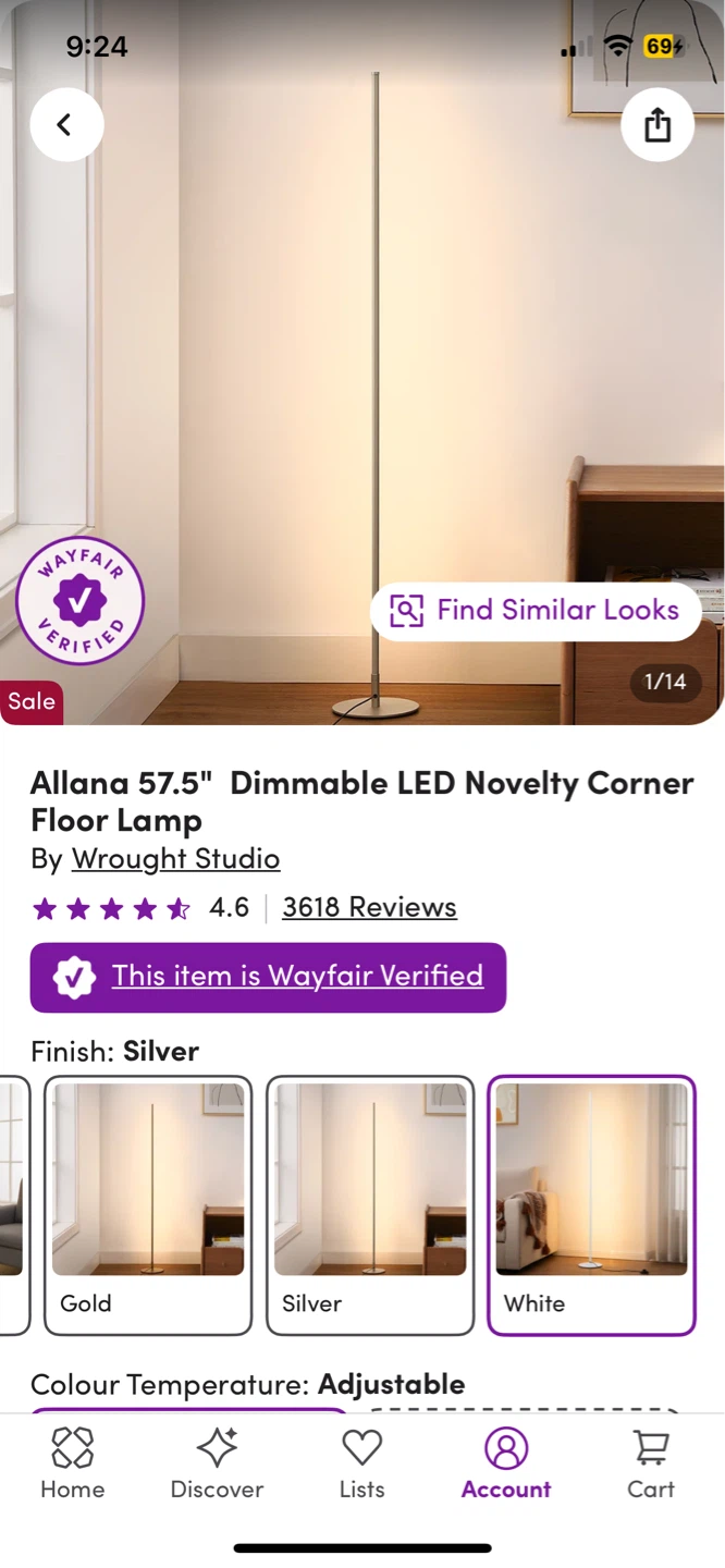 57.5" LED Corner Floor Lamp - photo 2