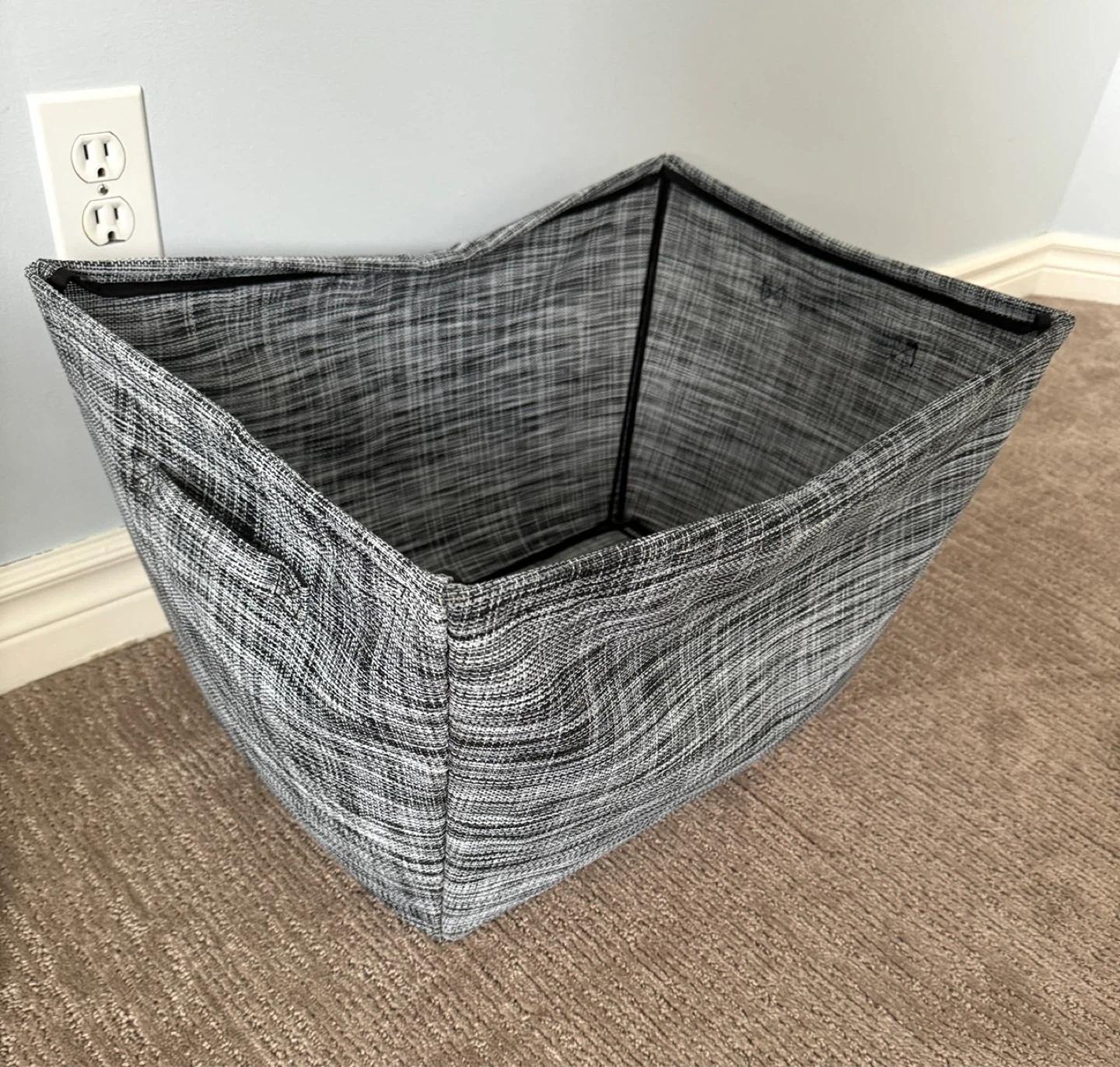 Grey and Black Fabric Storage Bin