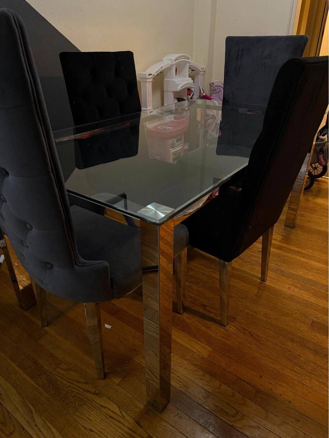 Glass Dining Table with 4 Chairs