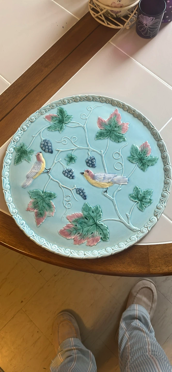 Decorative Plate with Birds and Grapes - Made in Western Germany