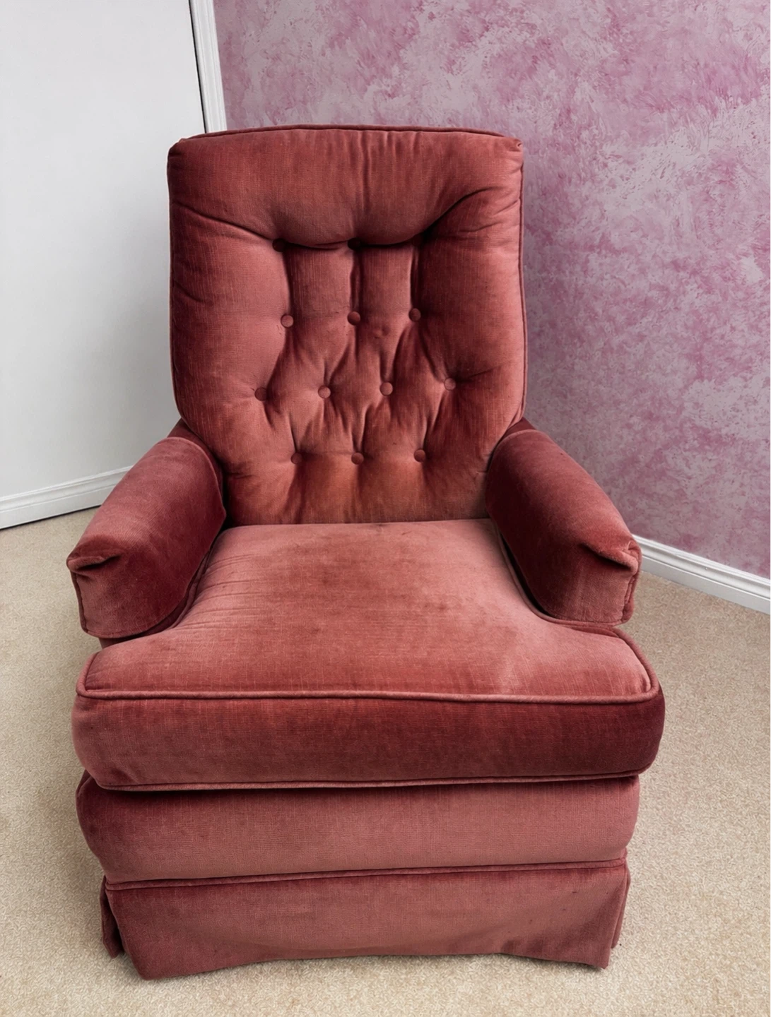 Velvet Rocker Armchair - salmon pink - photo 3