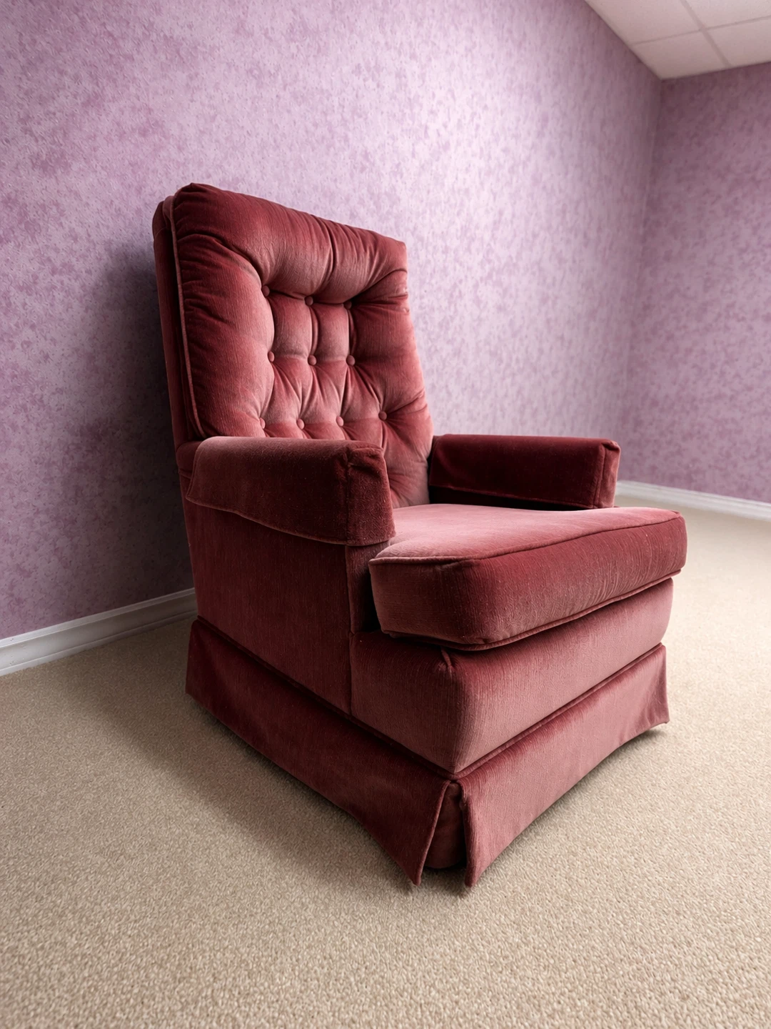 Velvet Rocker Armchair - salmon pink - photo 2