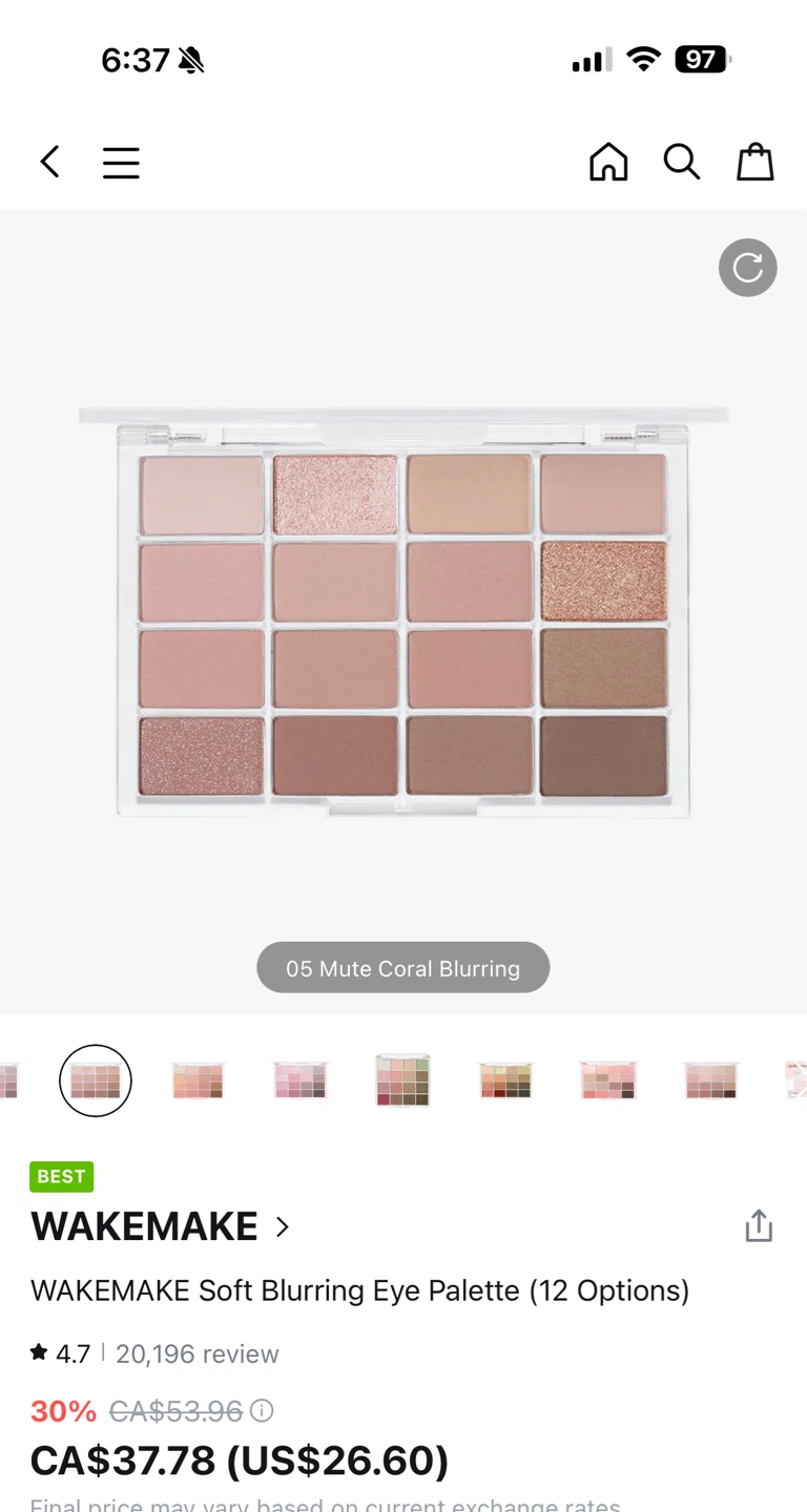 WAKEMAKE eyeshadow palette