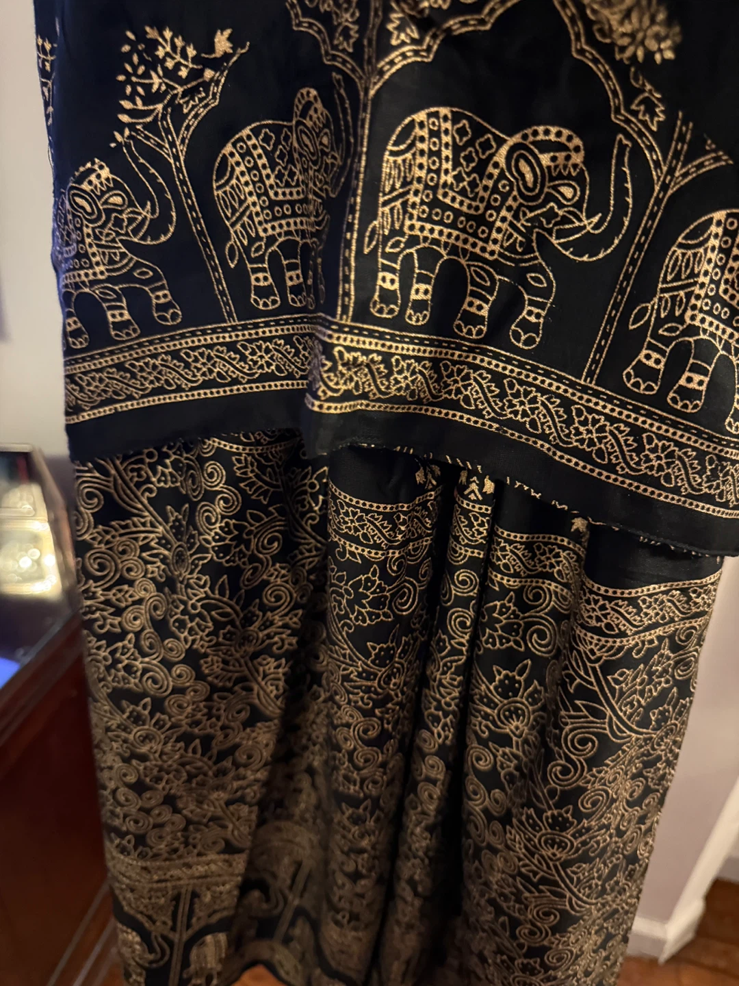 Black Rayon Elephant Print Halter Top and Wide Leg Pants Set - photo 3
