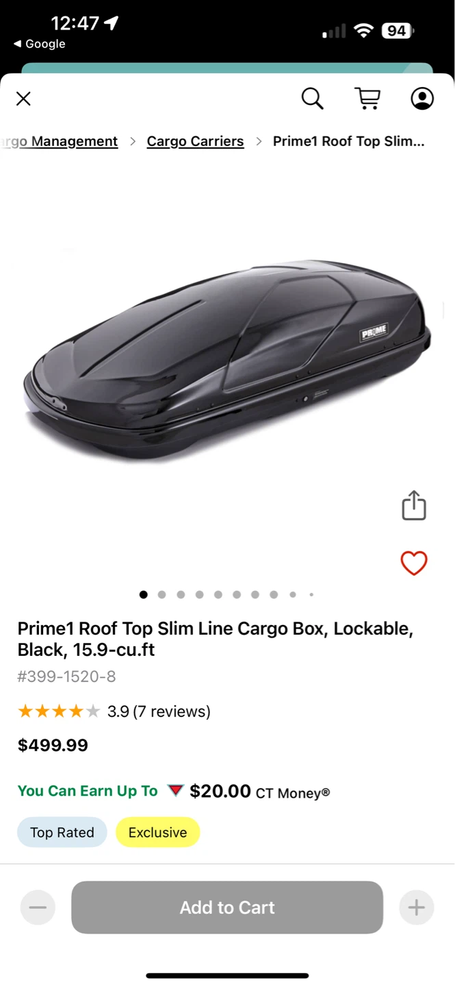 Prime1 Roof Top Slim Line Cargo Box, Lockable, Black - photo 4