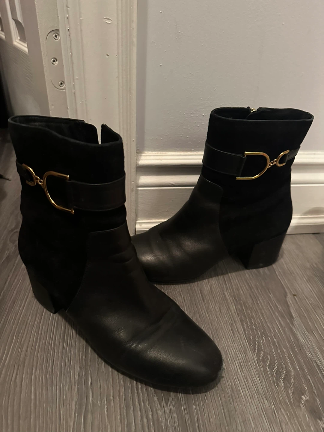 GEOX Art. ELEANA Black Suede & Leather Ankle Boots - photo 2