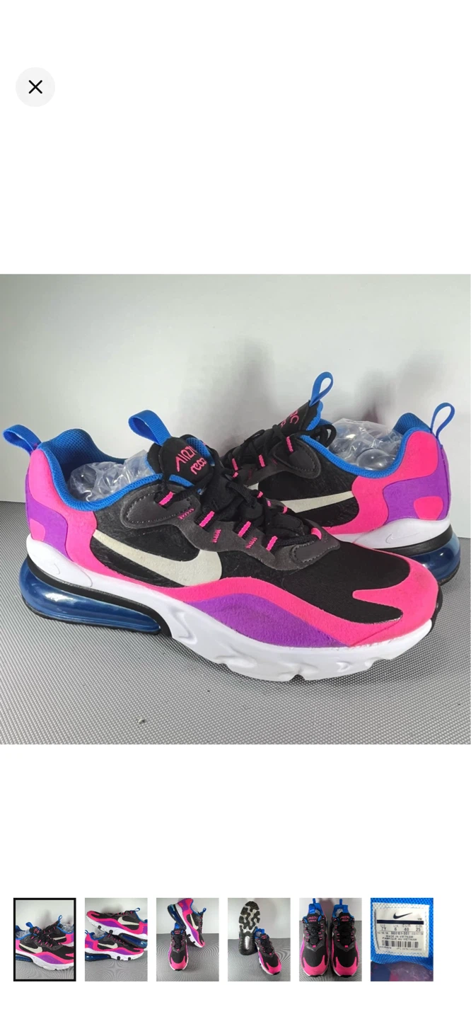 Nike Air Max 270 Kids Shoes Pink Black Blue Size 2Y