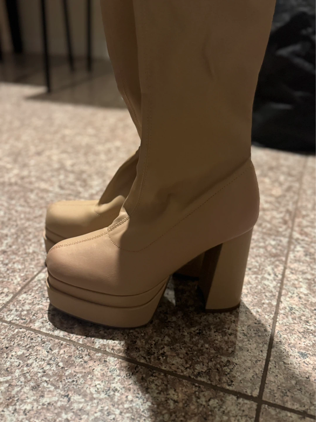 Nude Platform Thigh High Boots - photo 2