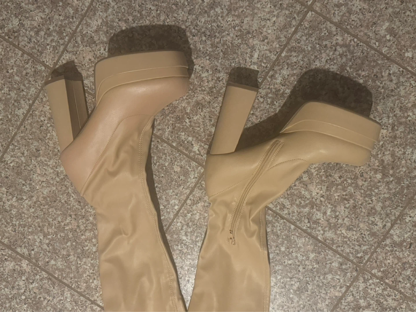 Nude Platform Thigh High Boots - photo 3