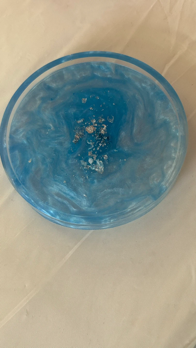 Blue Swirl Resin Coaster with Silver Flakes - photo 2
