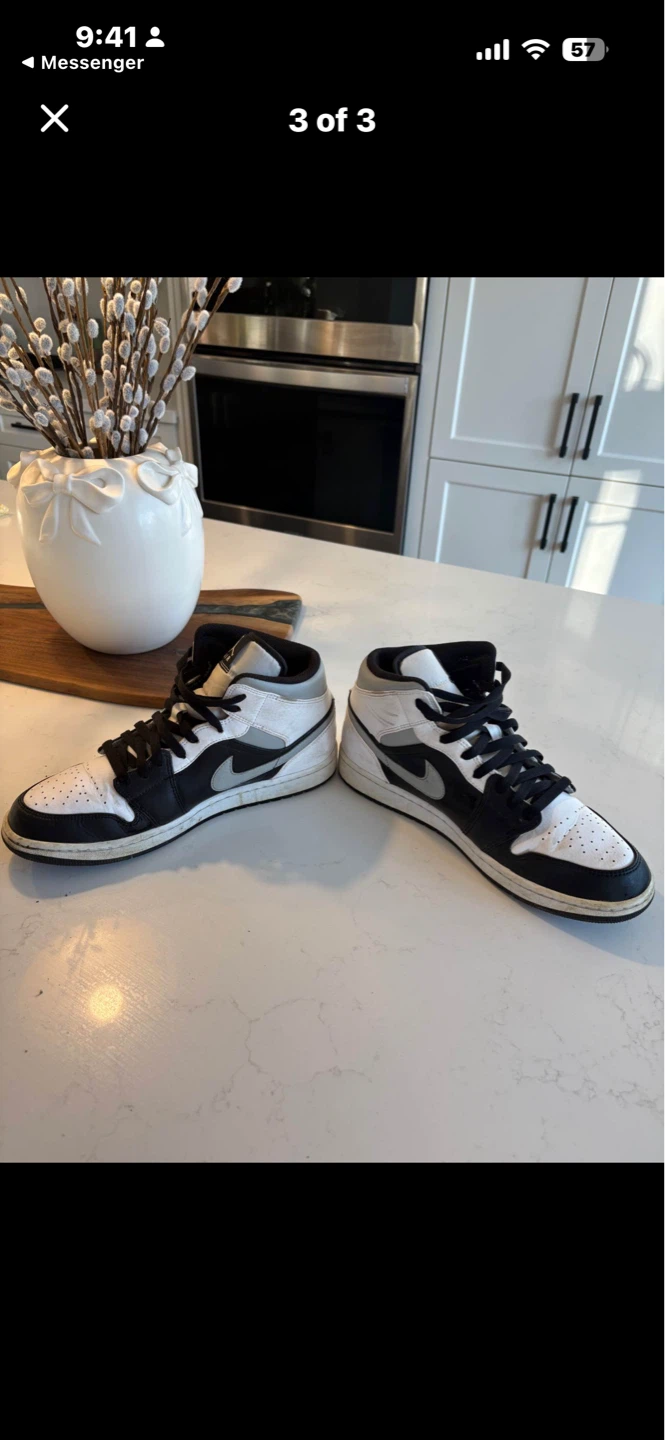Used Nike Air Jordan 1 Mid Black/White Men's Sneakers - photo 3