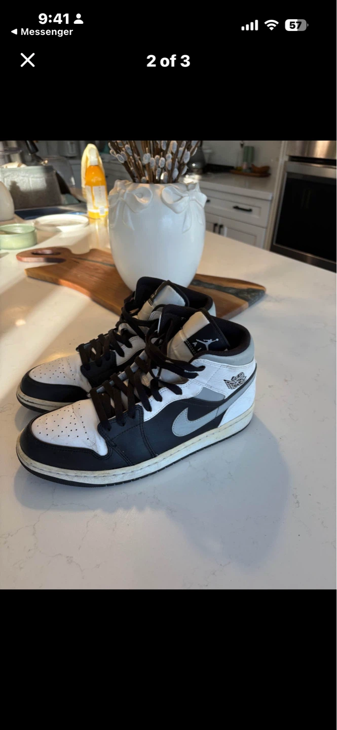 Used Nike Air Jordan 1 Mid Black/White Men's Sneakers - photo 2