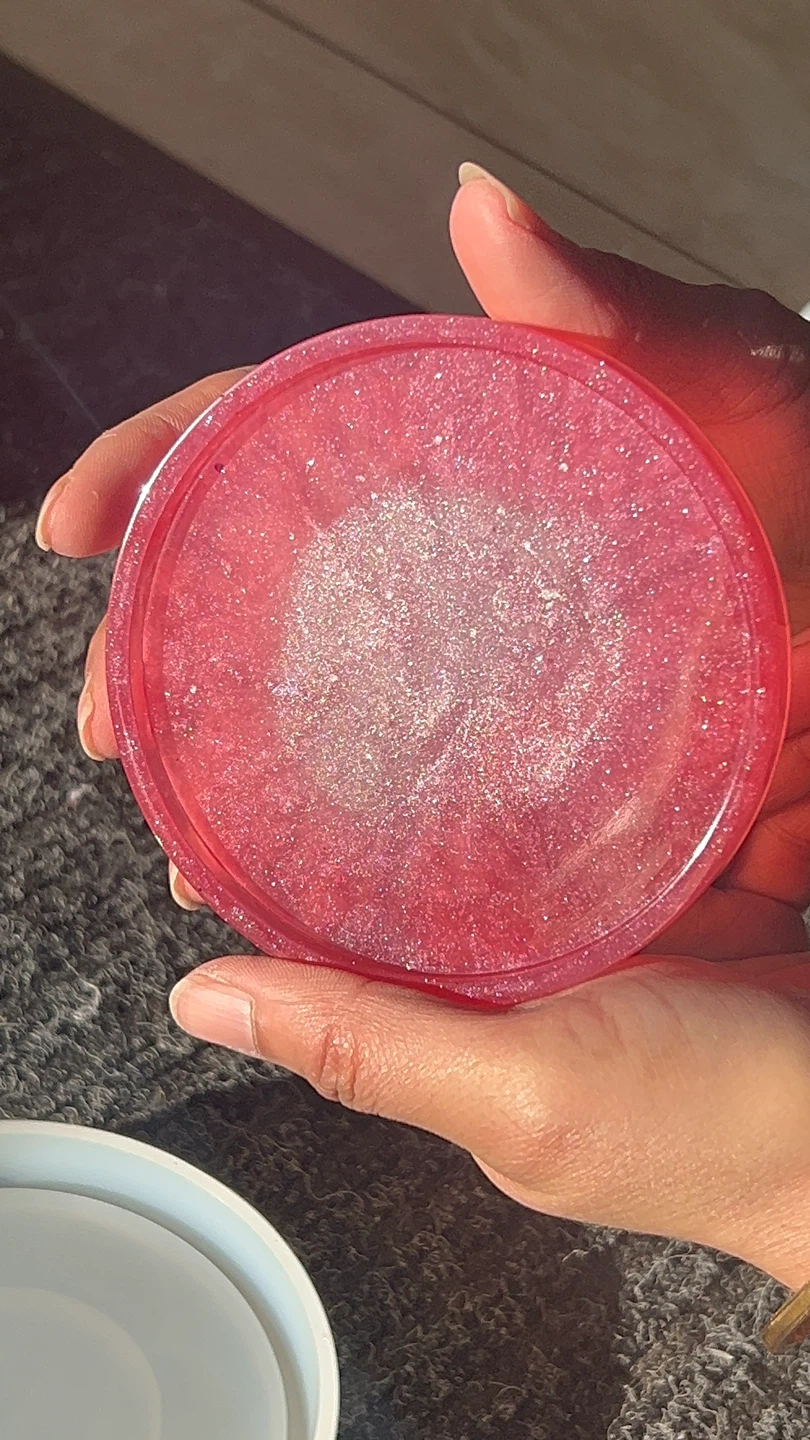Pink Glitter Resin Coaster
