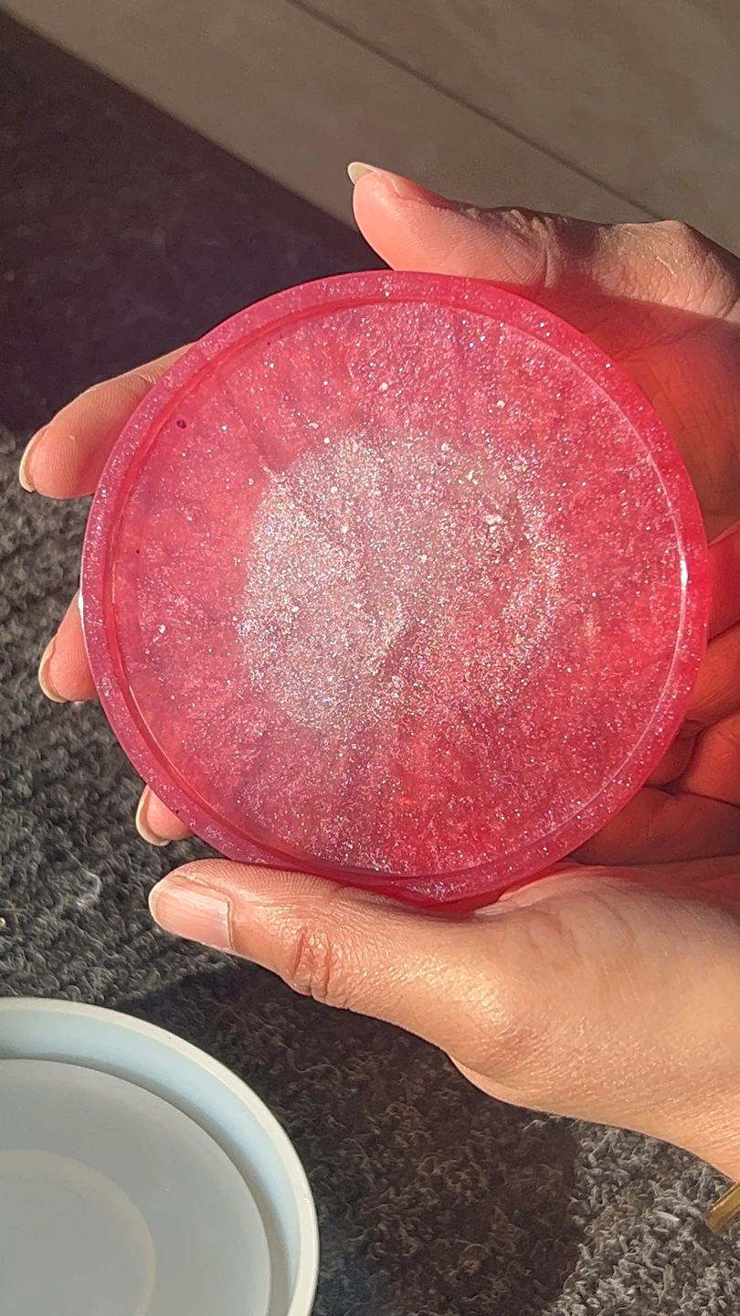 Pink Glitter Resin Coaster - photo 4