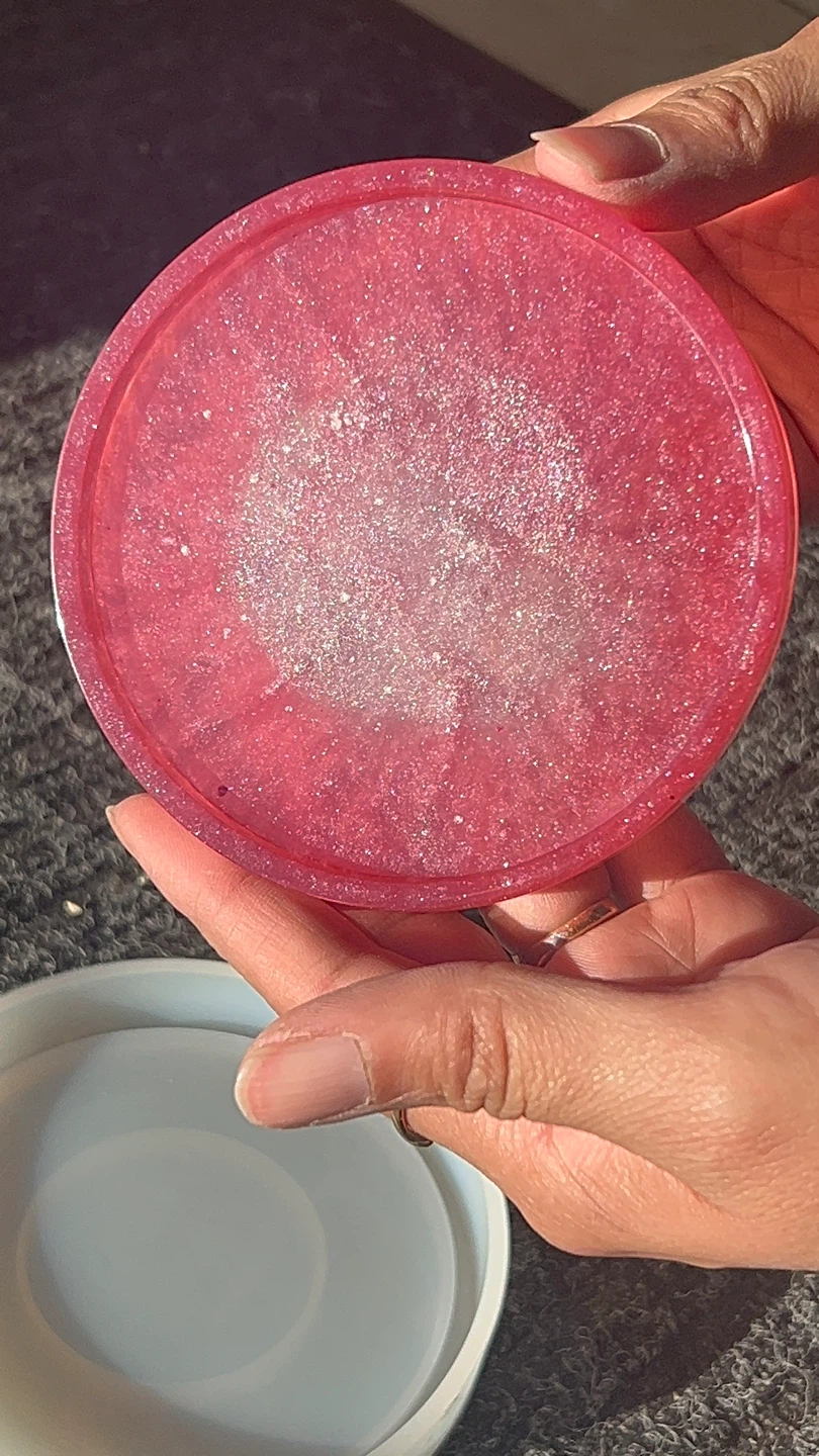 Pink Glitter Resin Coaster - photo 3