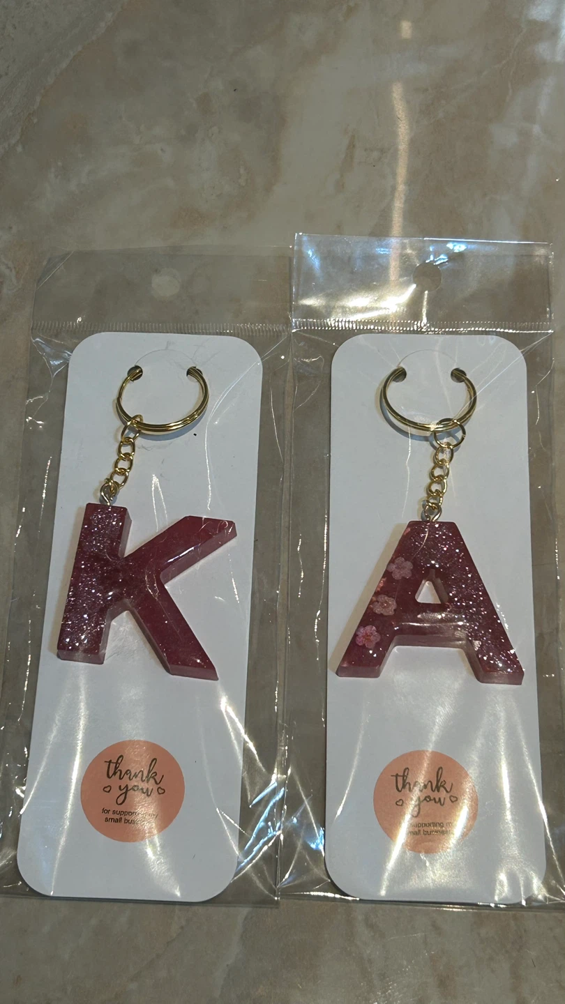 Resin Letter Keychains - K and A