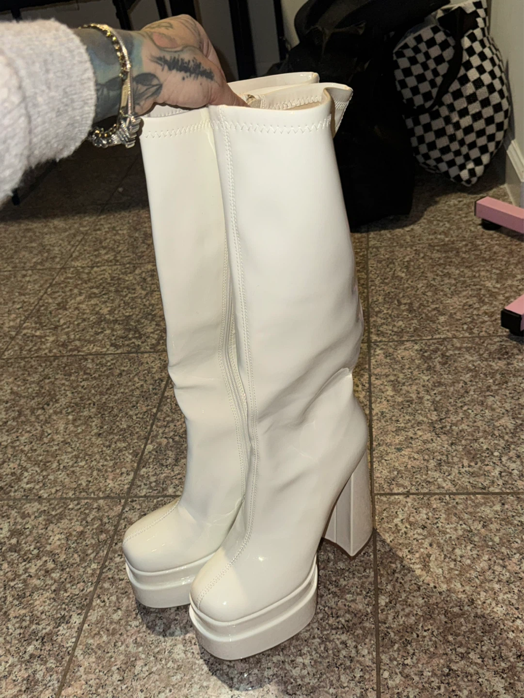 White Platform Knee-High Boots - photo 2