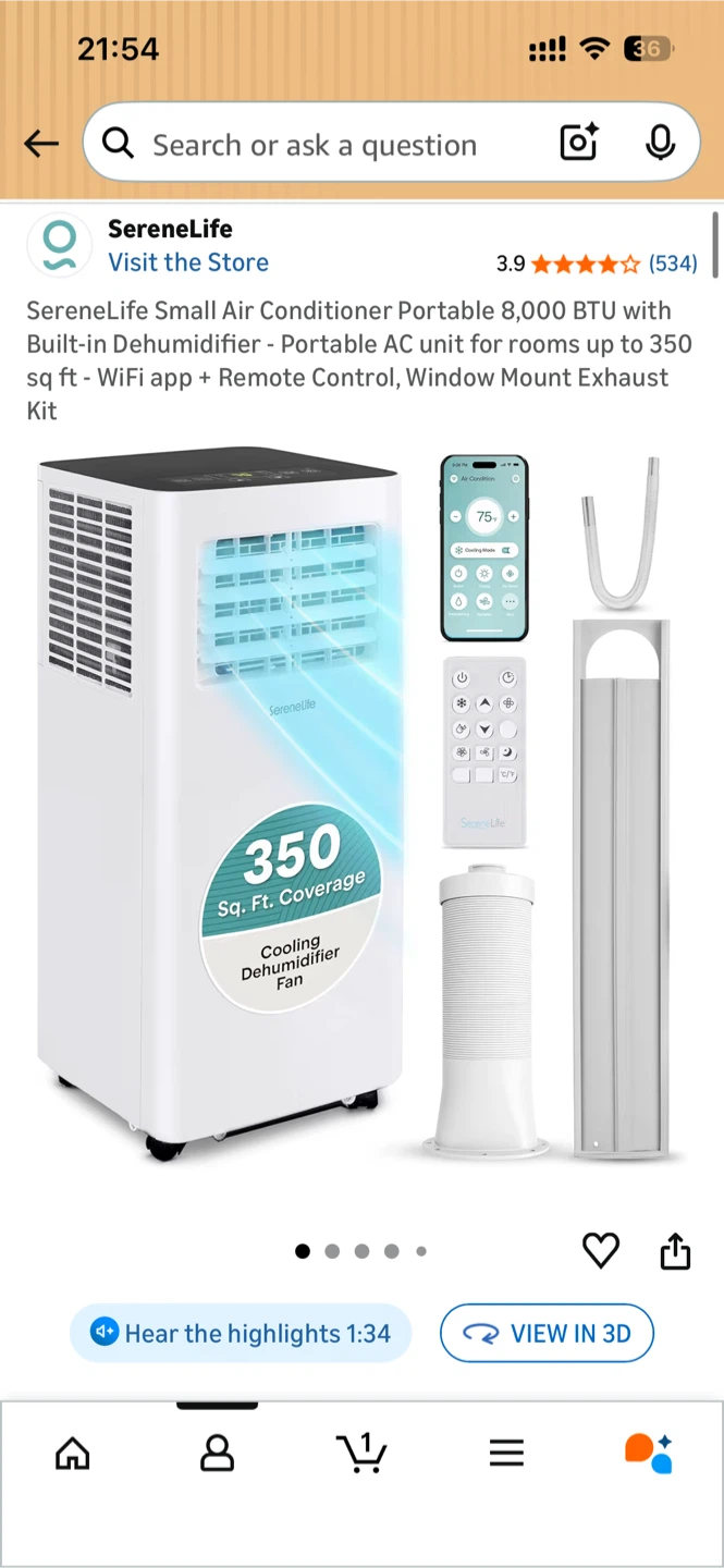 SereneLife 8,000 BTU Portable Air Conditioner with WiFi - photo 2