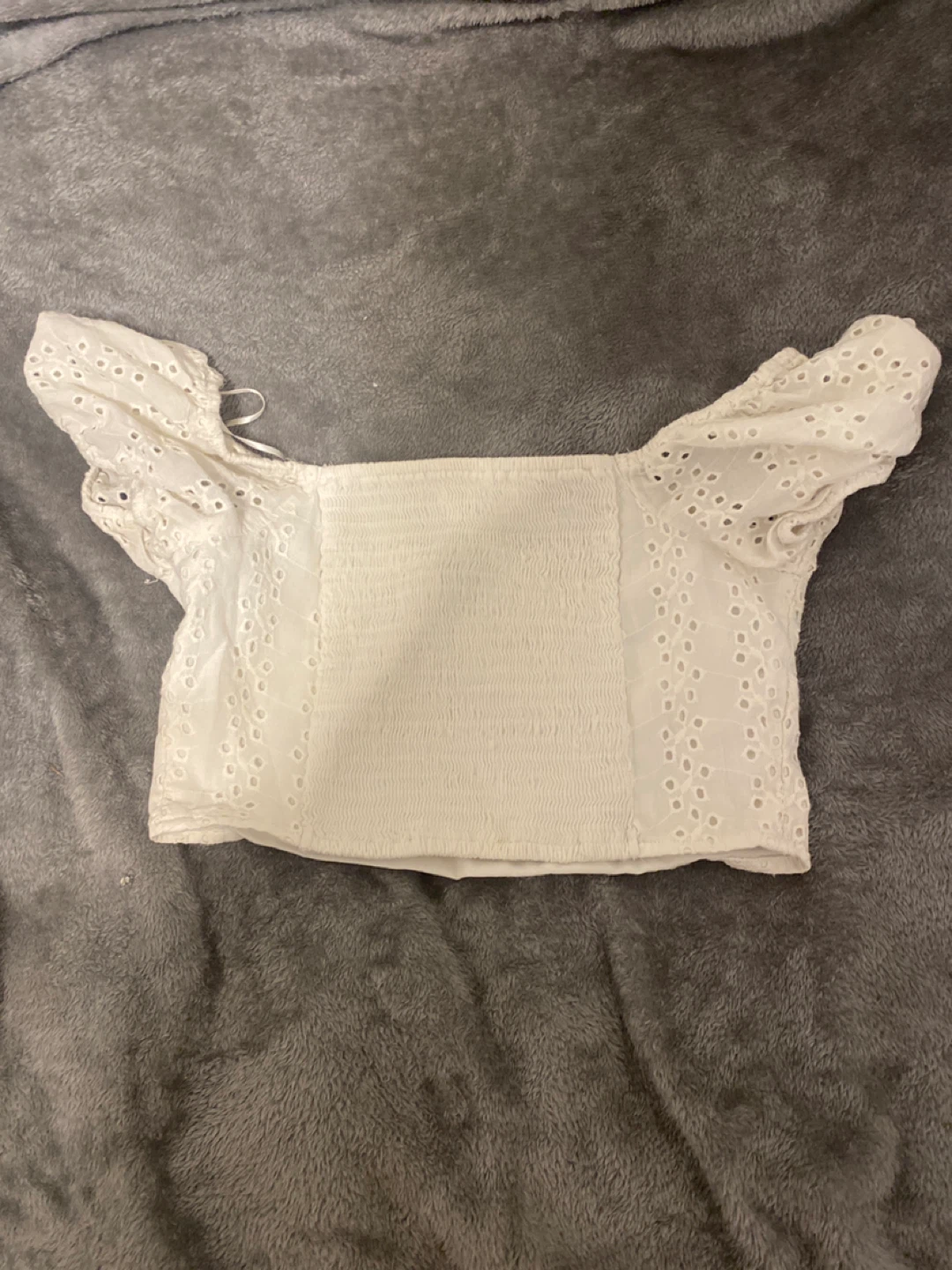 White Eyelet Crop Top - Hollister - photo 2