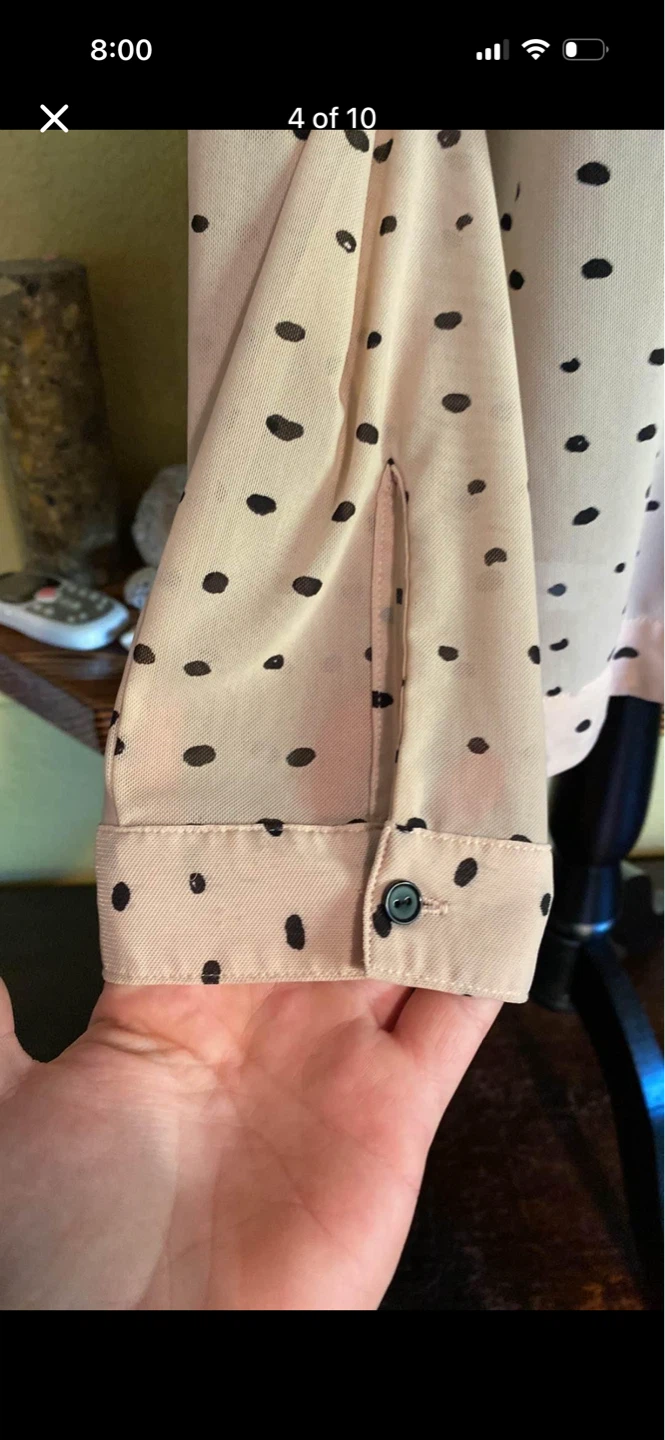Reitmans Polka Dot Mesh Button Down Shirt - photo 5