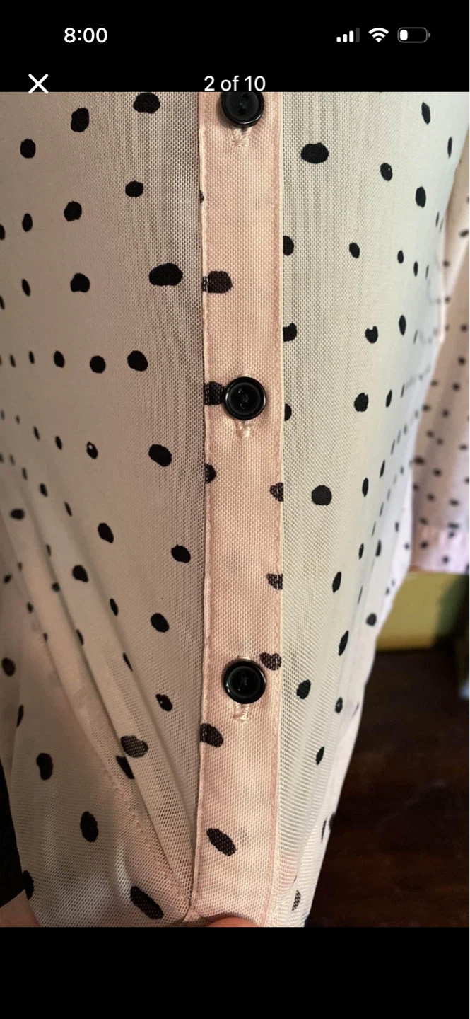 Reitmans Polka Dot Mesh Button Down Shirt - photo 2