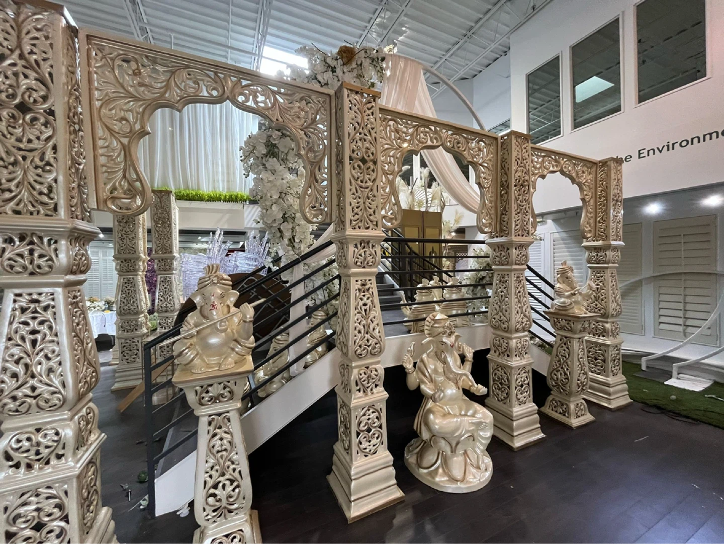 Ornate Wedding Mandap Archway with Ganesha Statues