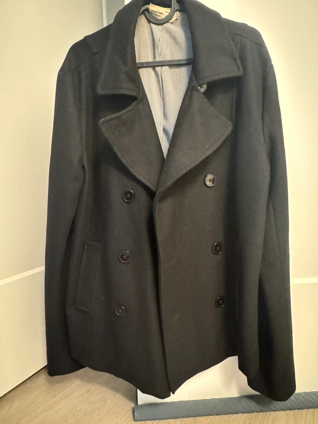 Men's Black Wool Blend Peacoat
