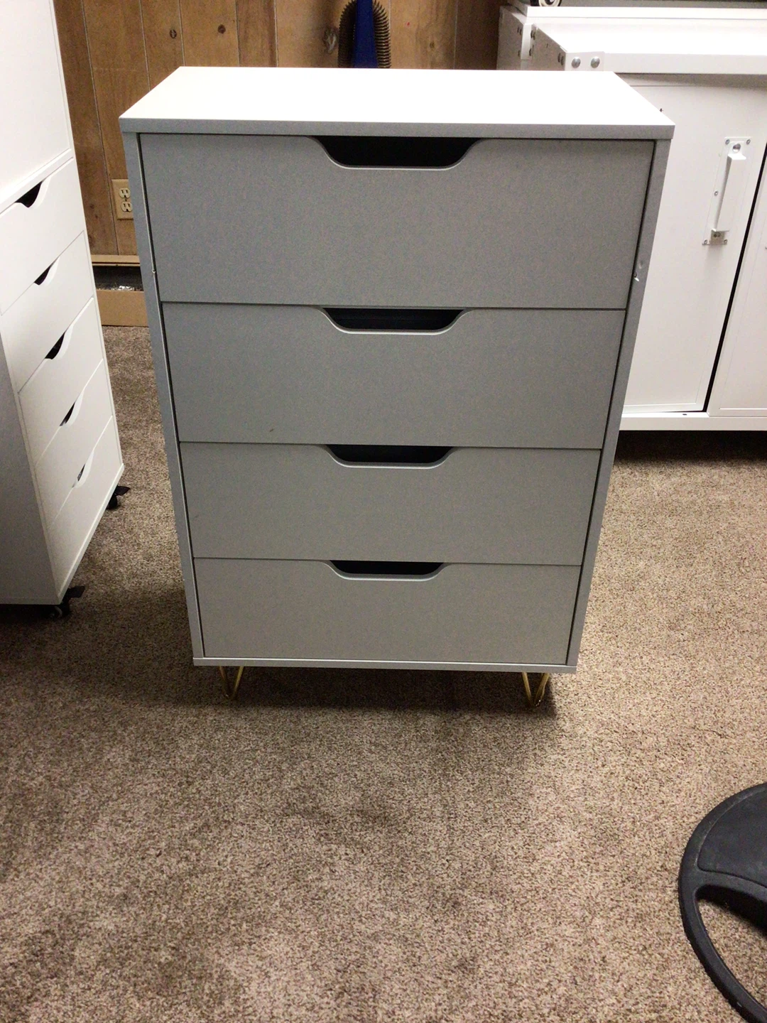 White 4-Drawer Dresser with Gold Legs