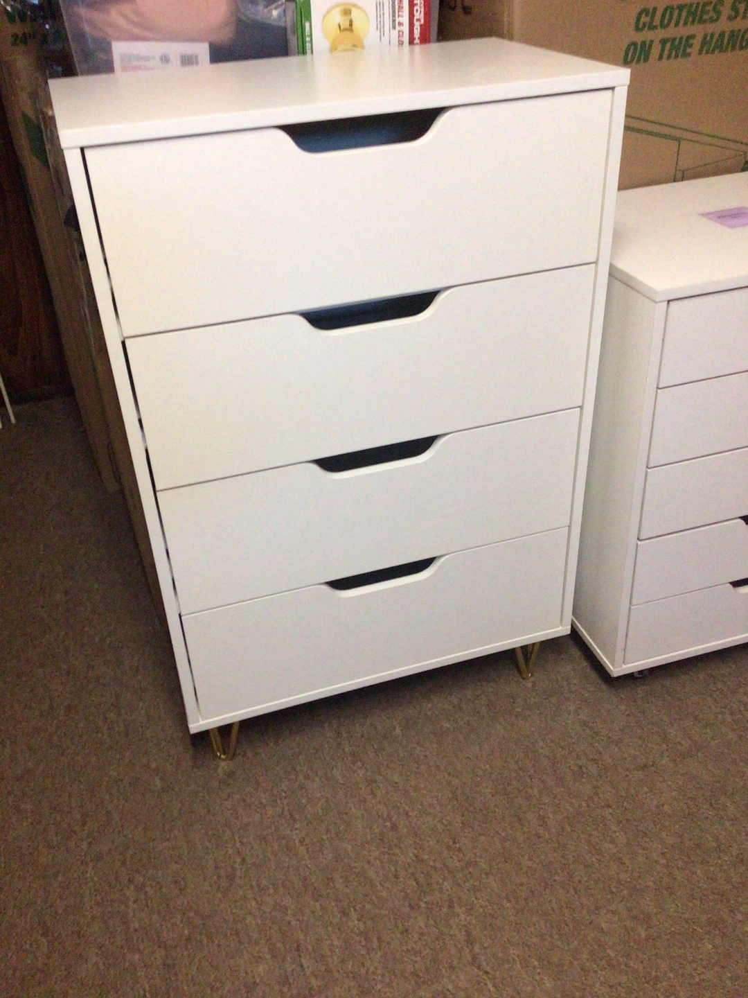 White 4-Drawer Dresser with Gold Legs - photo 3
