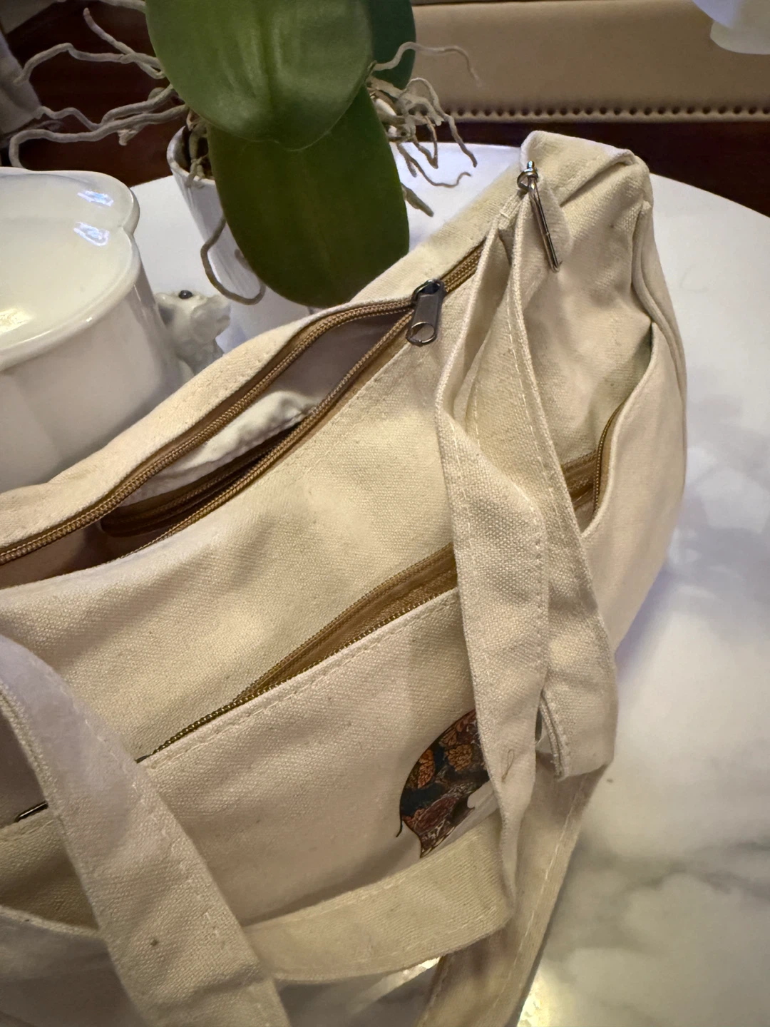 Cotton Canvas Sling Bag with Elephant Design - photo 2