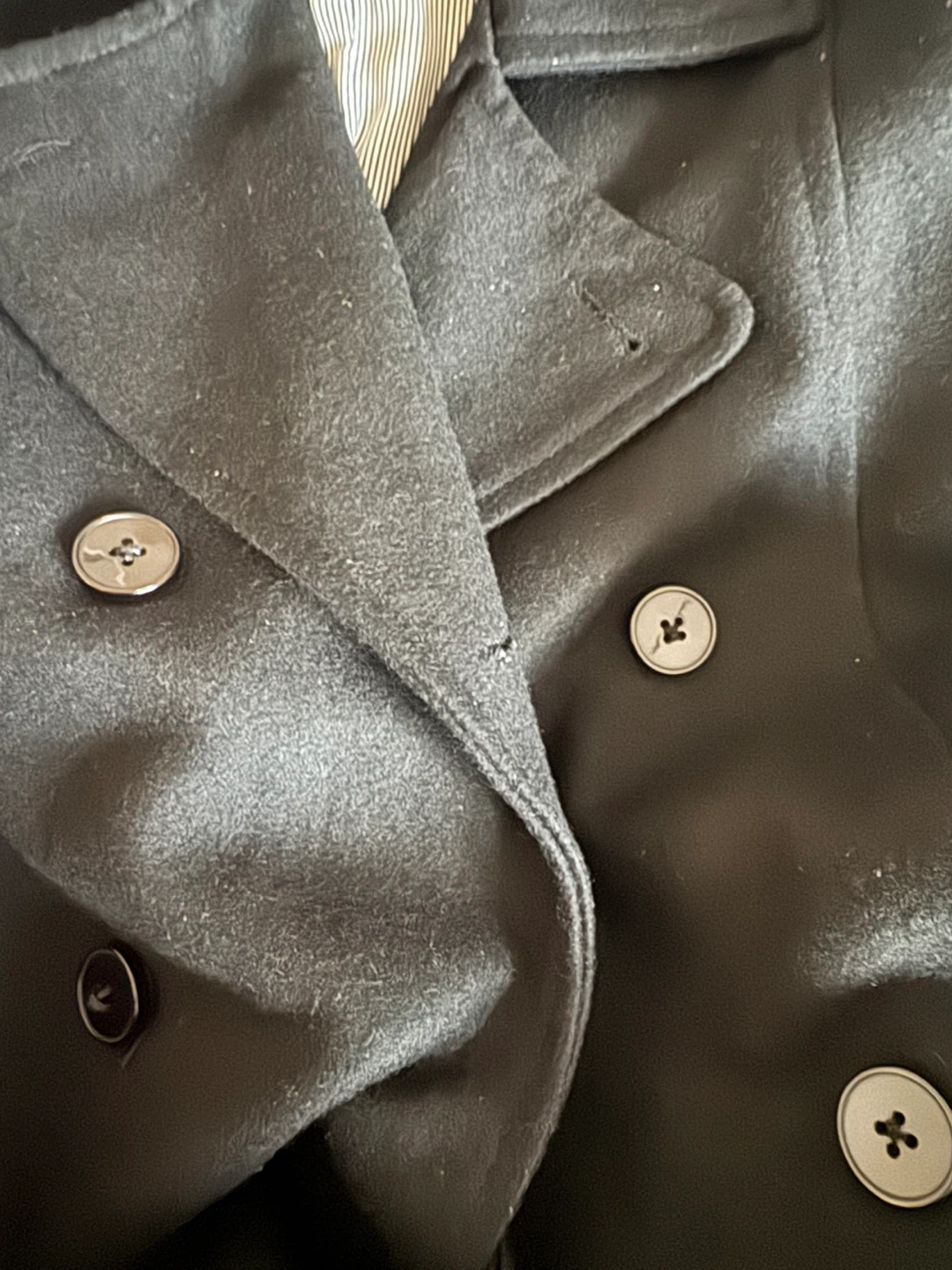 Men's Black Wool Blend Peacoat - photo 3