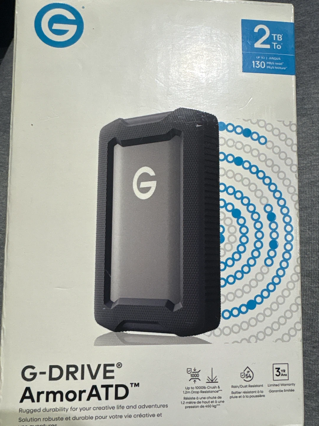 G-DRIVE ArmorATD Rugged Portable Hard Drive 2TB