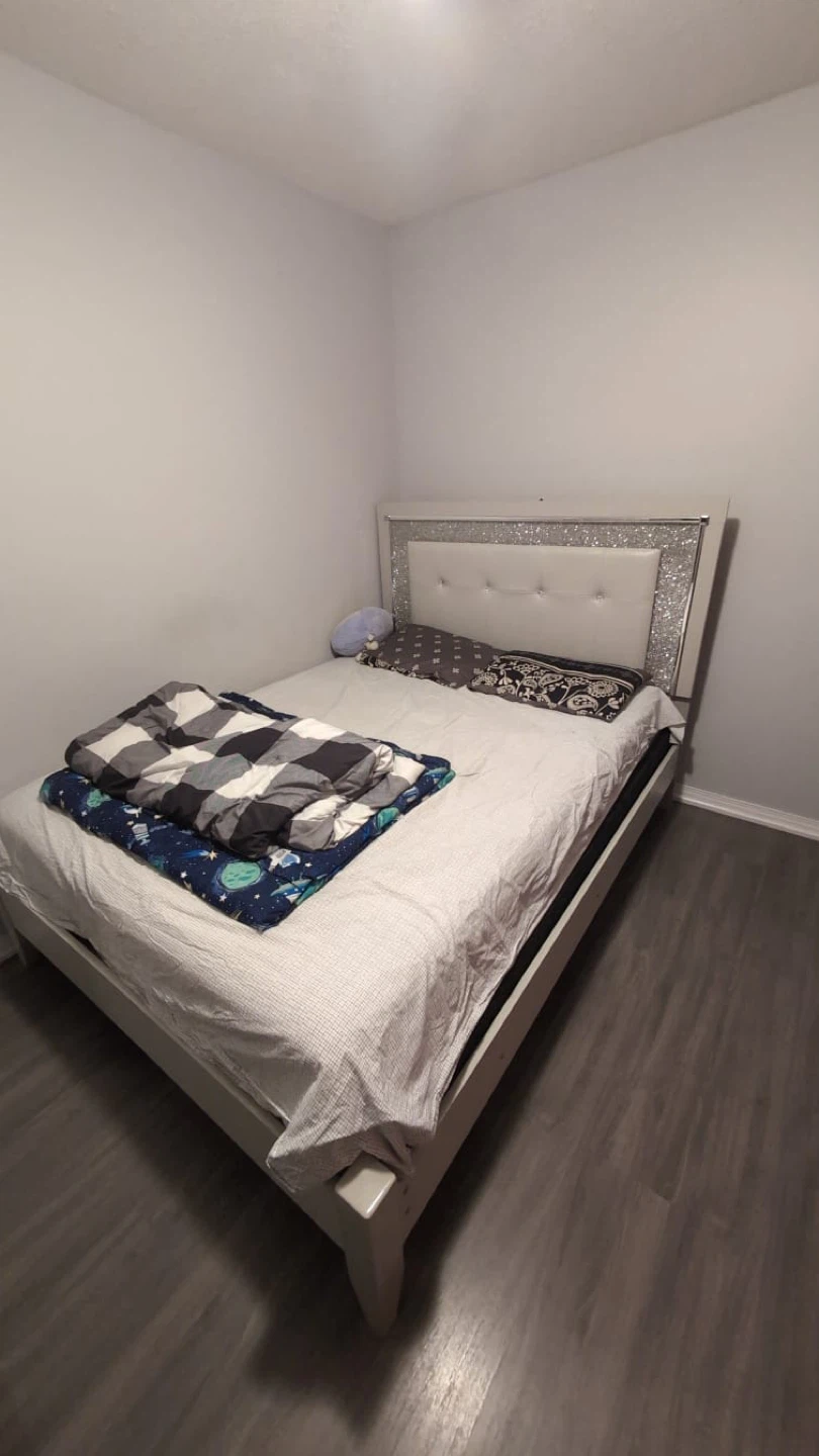 White Bed Frame with Crystal Headboard
