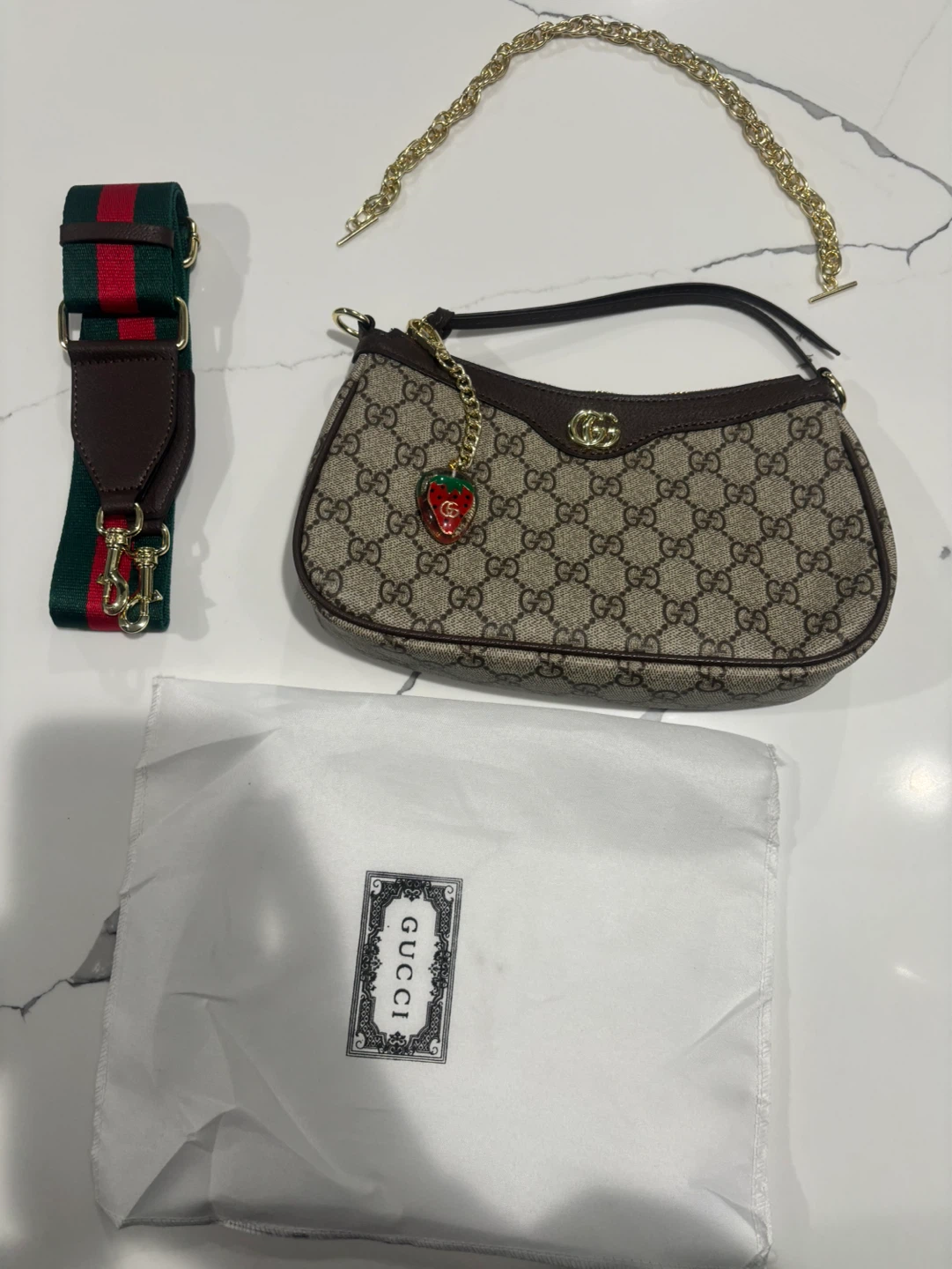 Gucci Ophidia Mini Bag Strawberry Charm