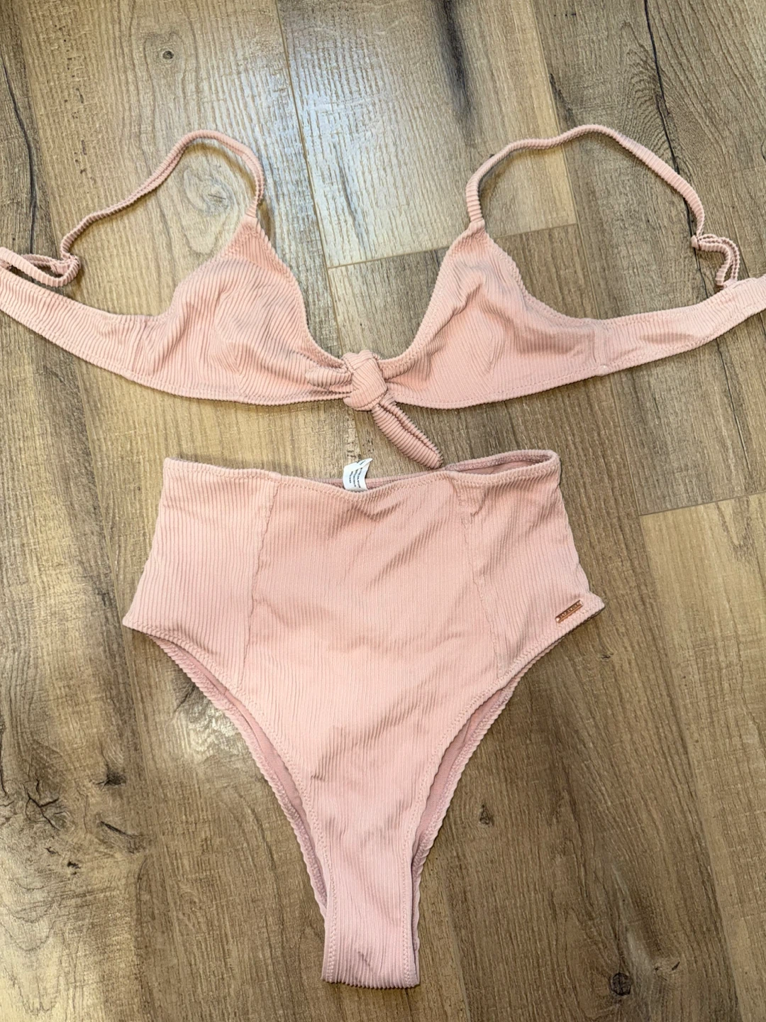 Pink Ribbed Bikini Set - Fox Swim - Small