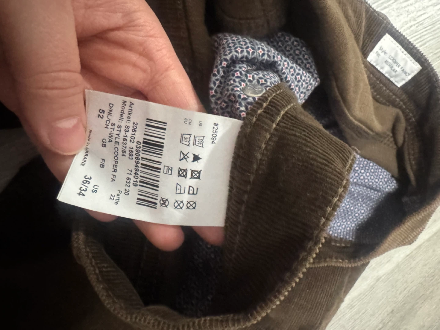 Brax Cooper Pants Men's Corduroy Size 36/34 Brown Regular Fit - photo 3