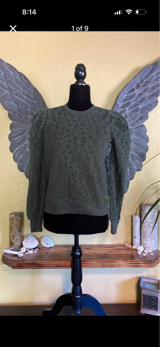 Buffalo David Bitton Animal Print Sweater With Puff Shoulders
