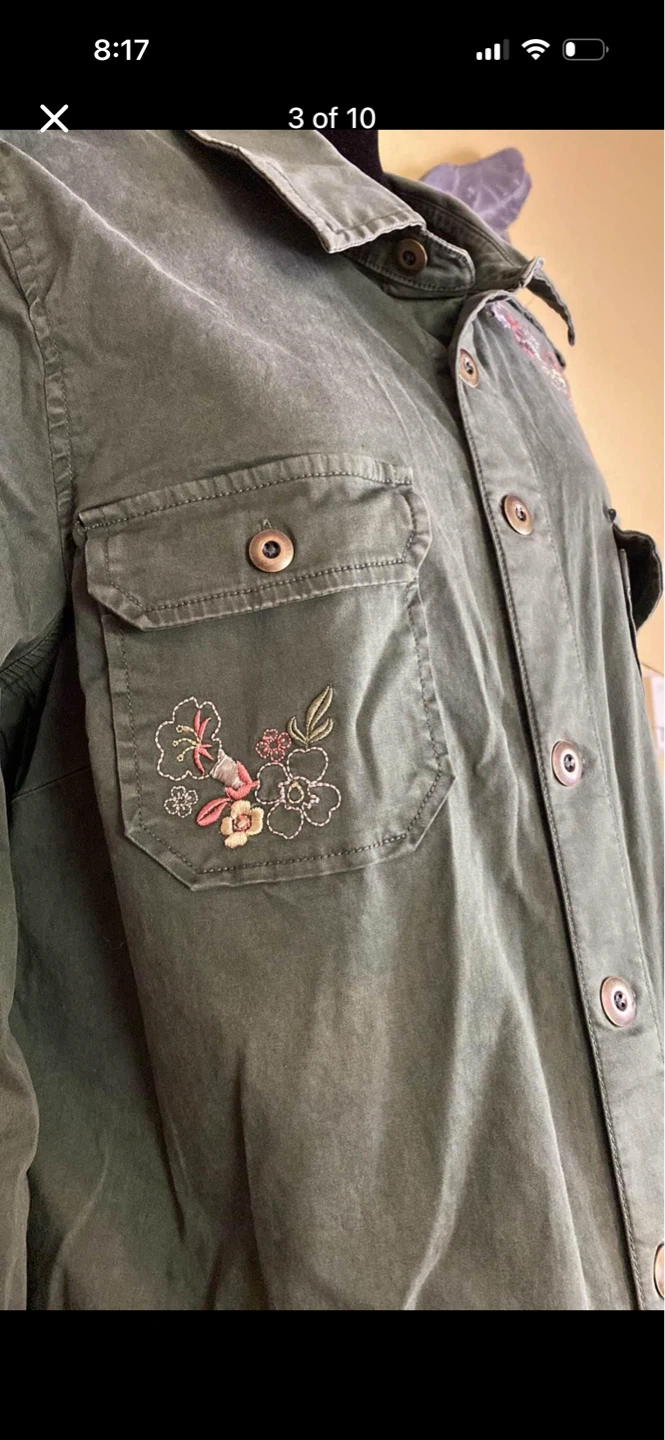 Love & Legend button Down Jacket With Floral Embroidery - photo 3