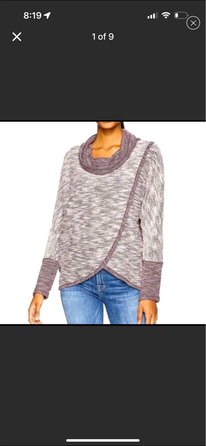 Calvin Klein CowlNeck Tulip-Hem Purple Sweat Shirt New