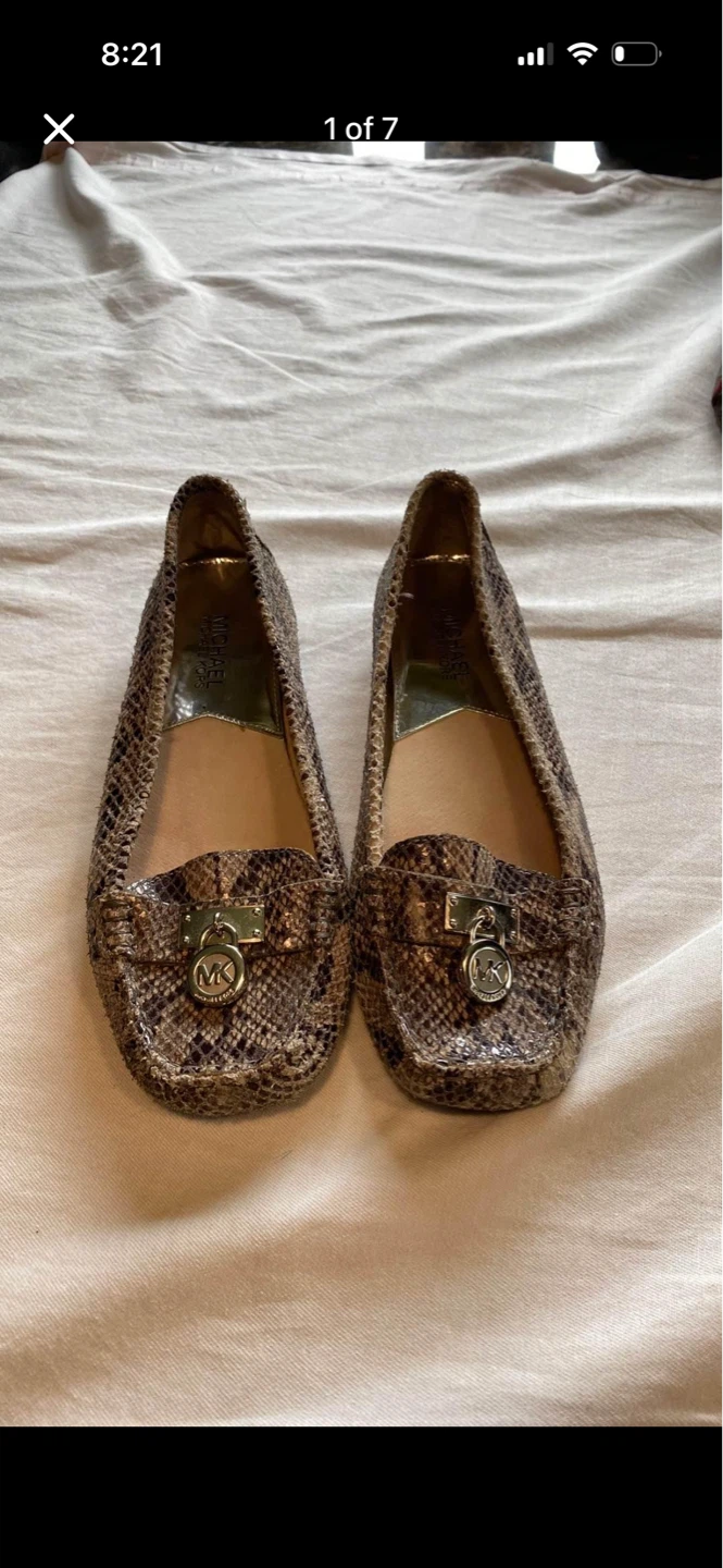 Michael Kors Snake Skin Loafers With Small Heel