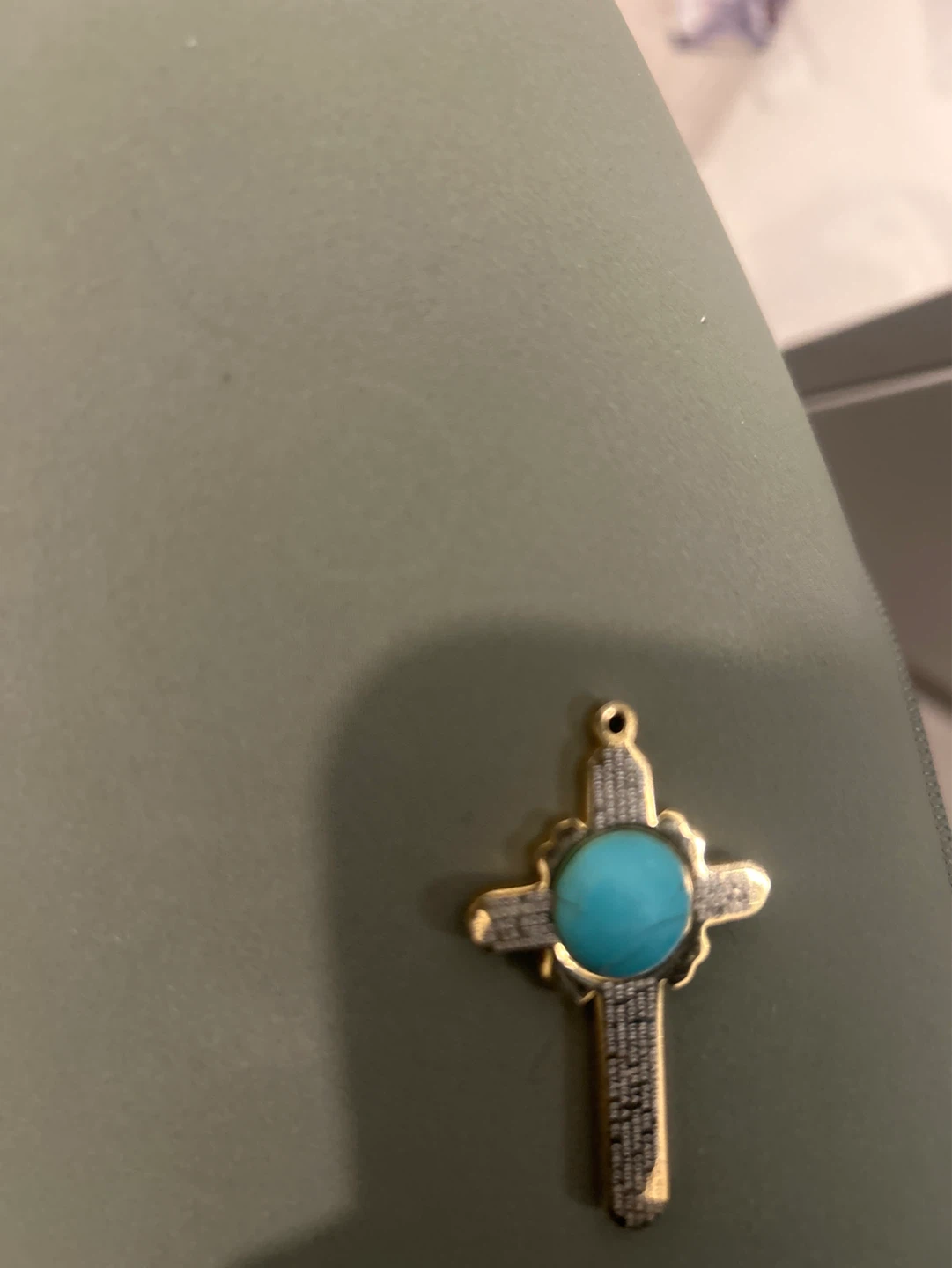 Cross Pendant with Turquoise Stone