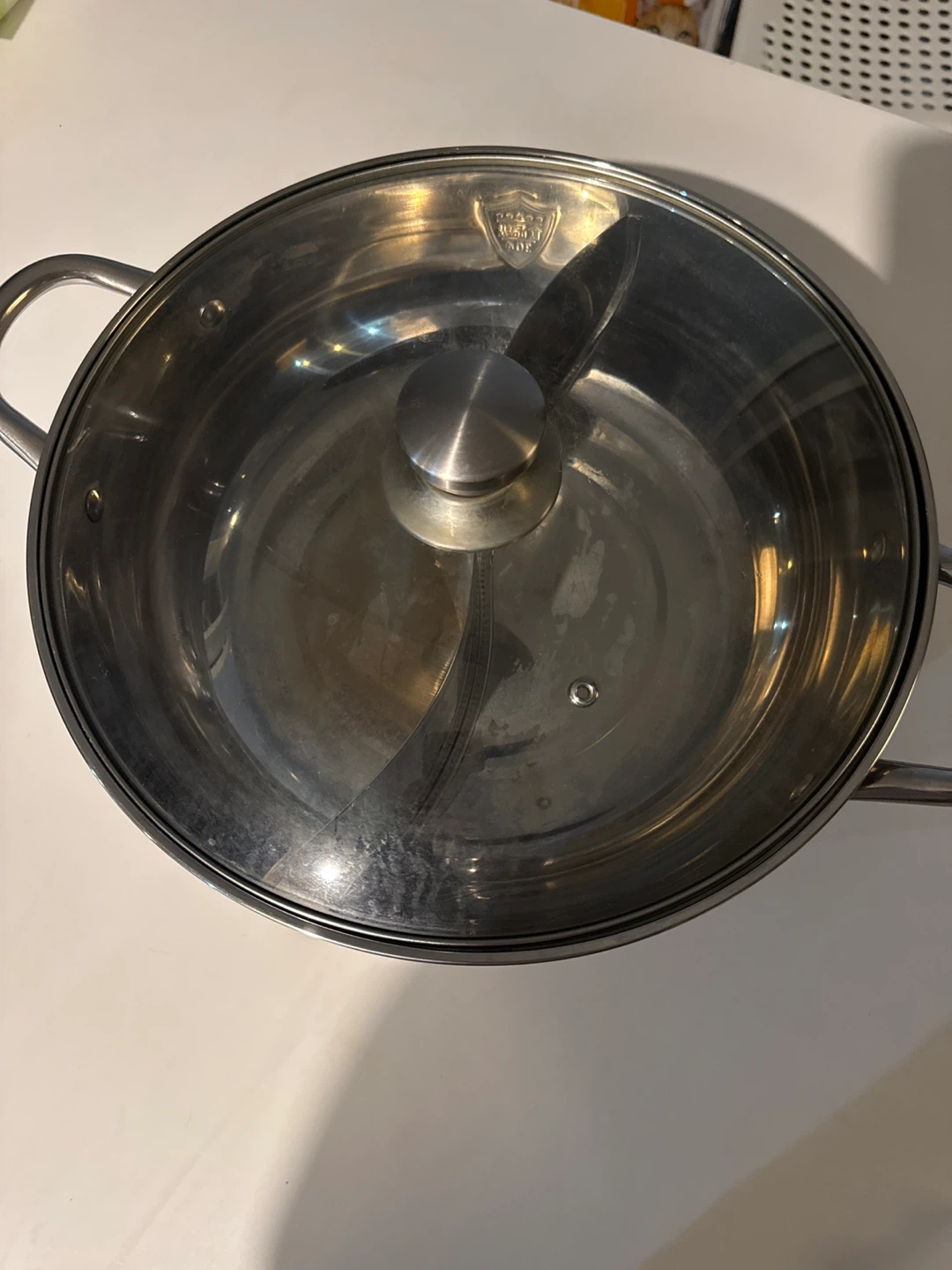 Stainless Steel Dual Chamber Hot Pot with Glass Lid
