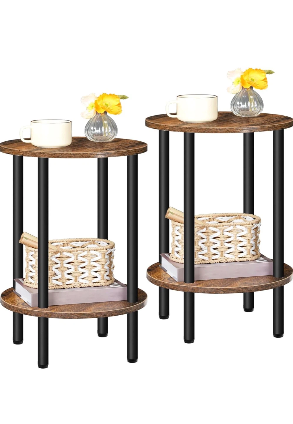 Set of 2 Round Side End Tables - photo 4